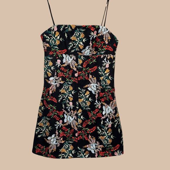 Urban Outfitters UO Embroidered Ponte Straight Neck Mini Dress XS - Picture 7 of 13